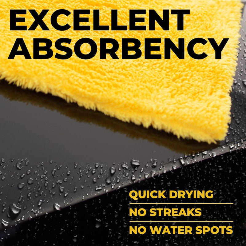 Mighty Cleaner مناشف من الألياف الدقيقة بدون حواف للسيارات - 6 قطع (12 × 12) - 540 جرامًا لكل متر مربع - تفاصيل وتلميع فائقة النعومة - أقمشة تنظيف من الألياف الدقيقة خالية من الخدوش وماصة لتلميع السيارات - Image 3